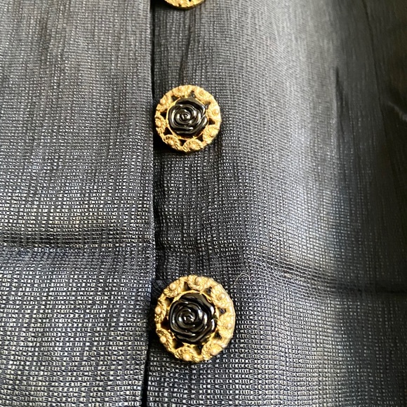 Vintage Sen Shi Black Lace Gold Rose Button Blouse - Picture 4 of 5
